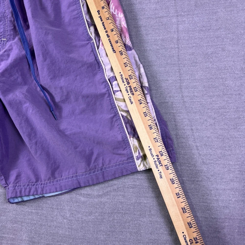 Speedo Swim Trunks Floral Side Panels Mid Rise Shorts Mens Large Purple Nylon